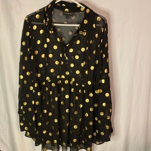Gold Polkadot Babydoll Blouse